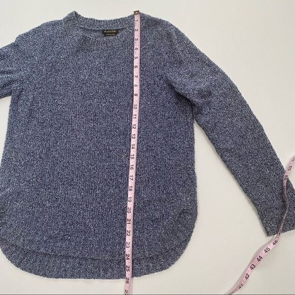 Massimo Dutti Textured Knit Long Sleeve Crew Neck Sweater Blue Women’s XS - Picture 10 of 10